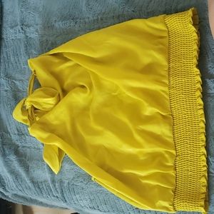 Chartreuse Cowl Neck back tie blouse